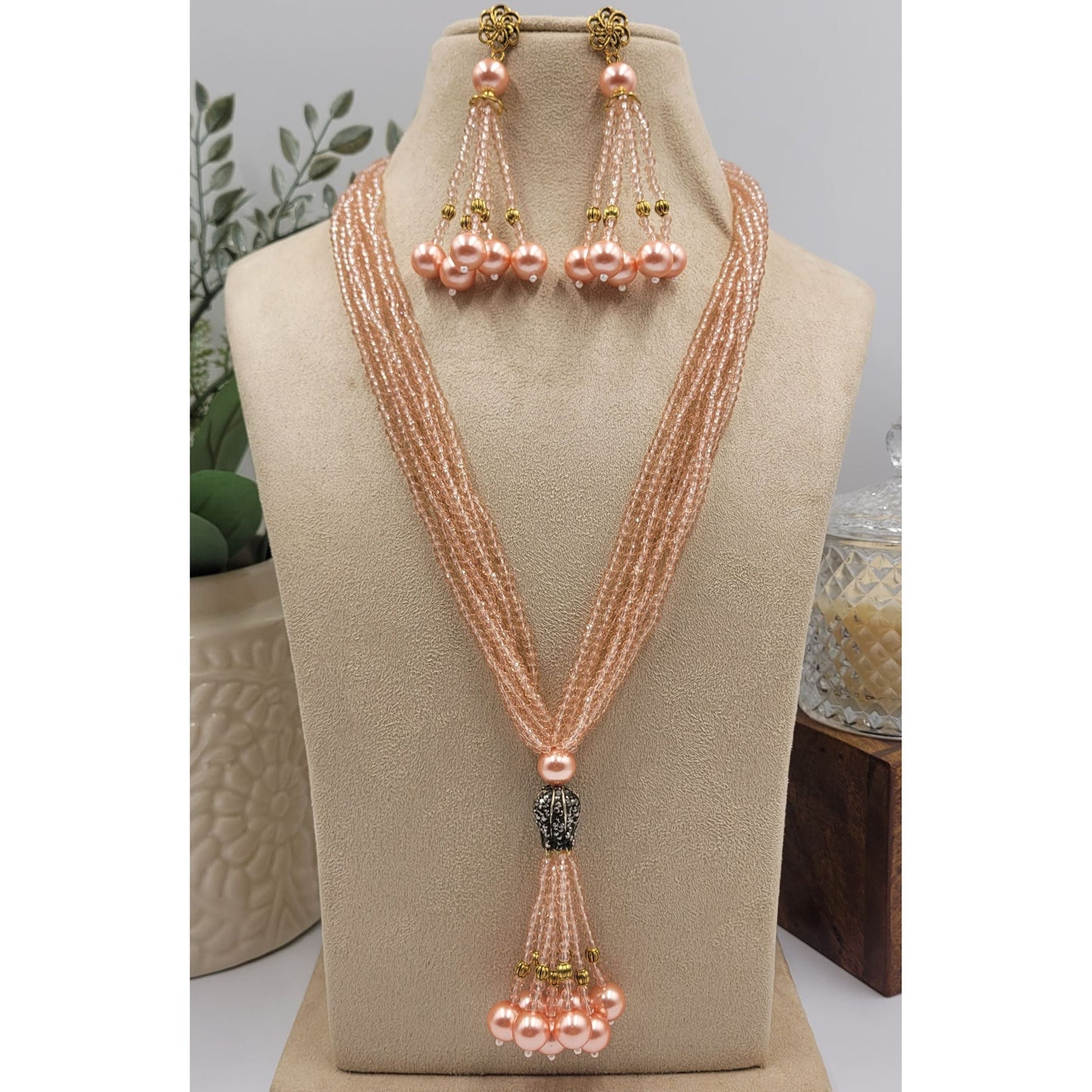 PEACH KIMONA NECKLACE SET