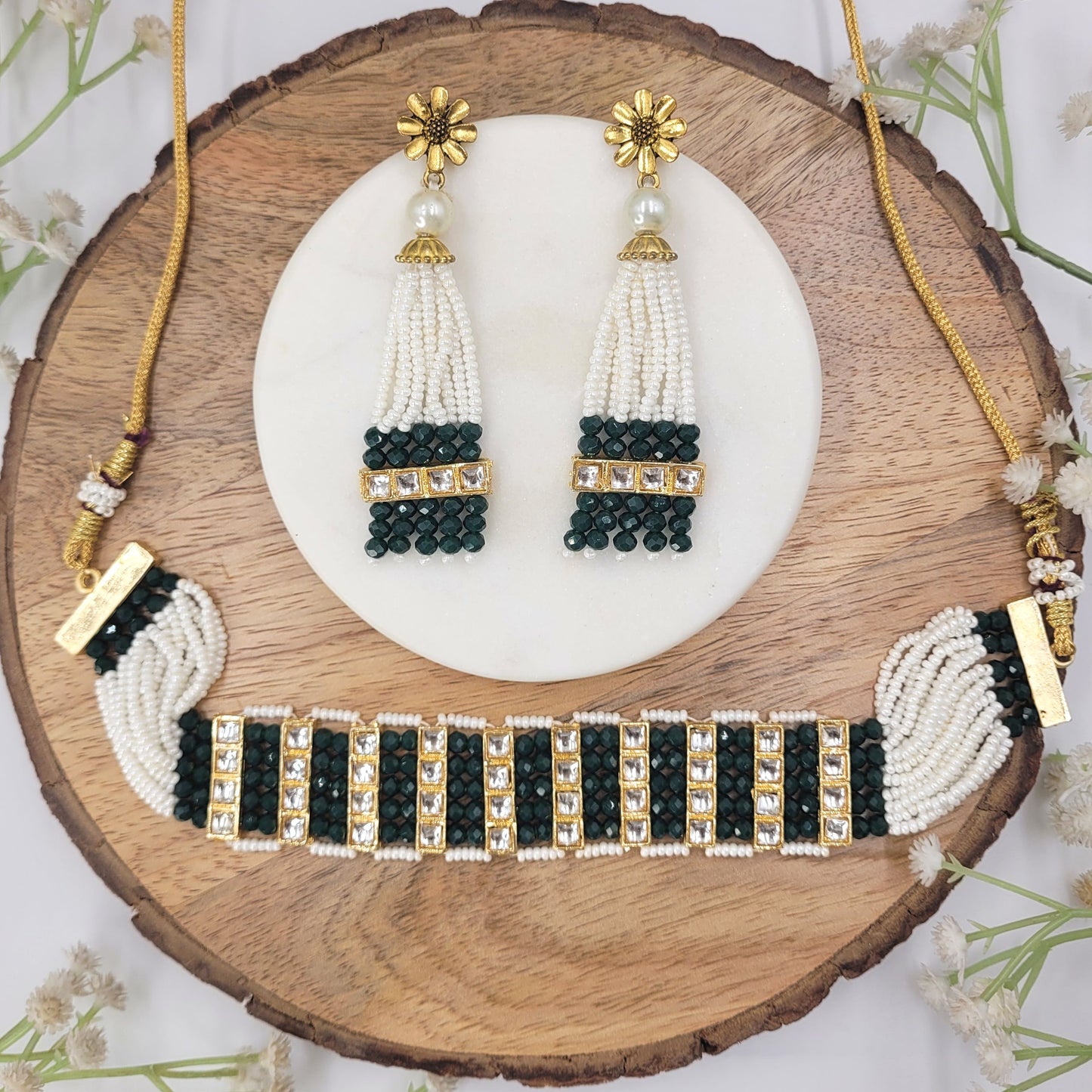GREEN REKHA CHOKER SET