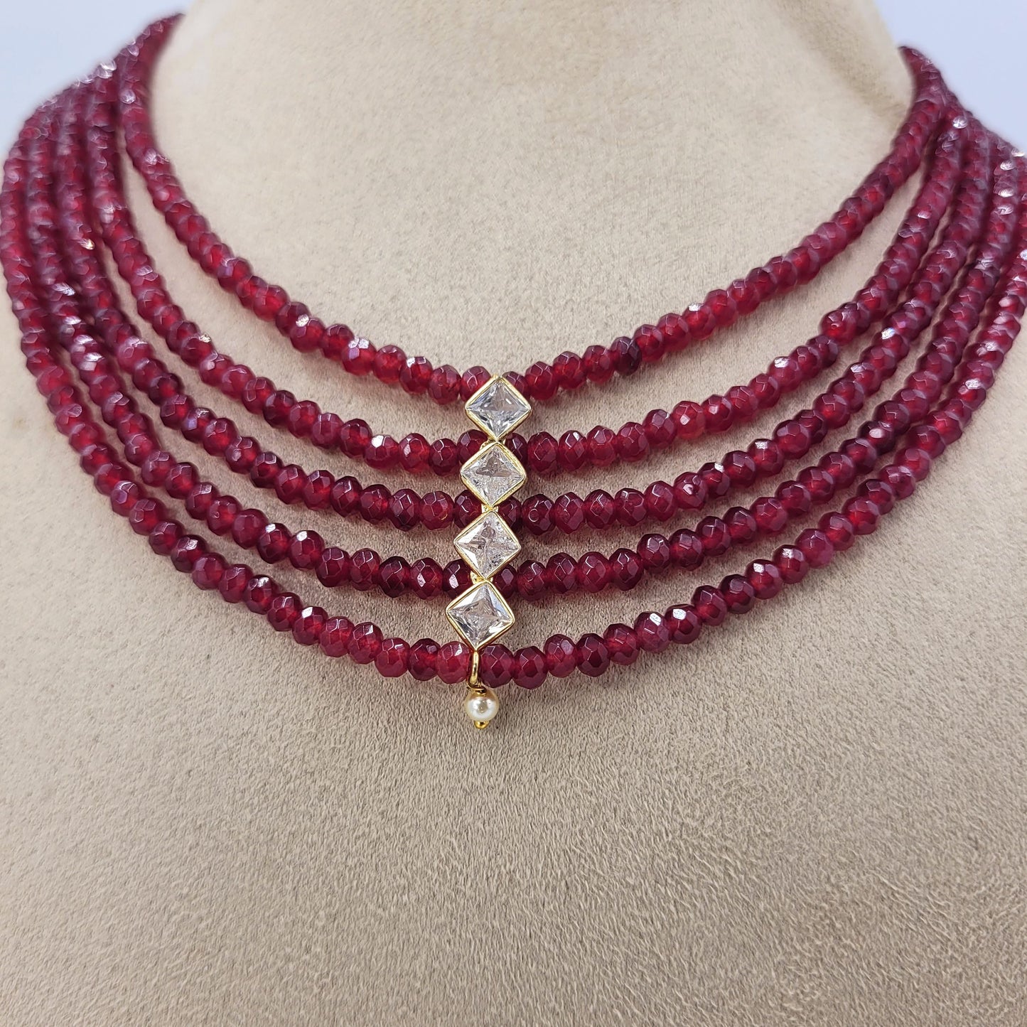 MAROON AKRITI NECKLACE SET