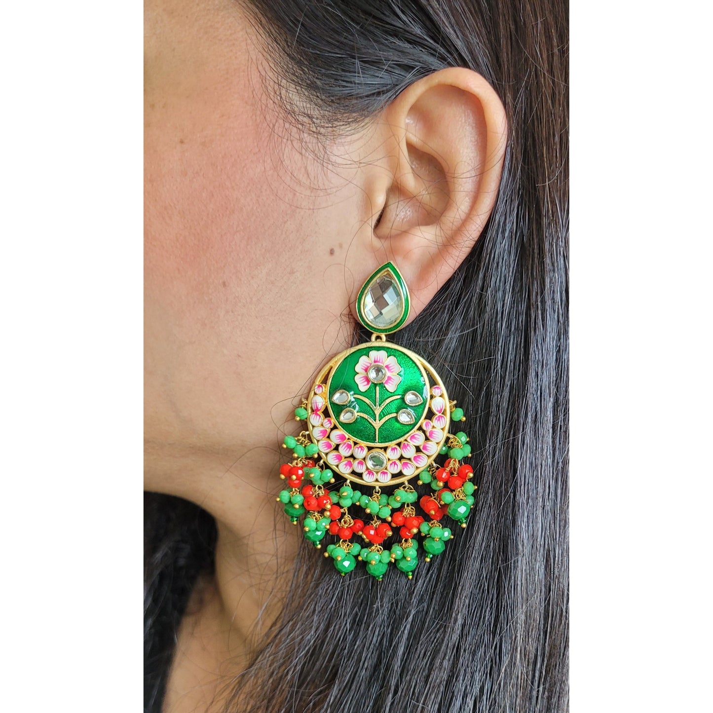 GREEN PINK GITIKA CHANDBALI