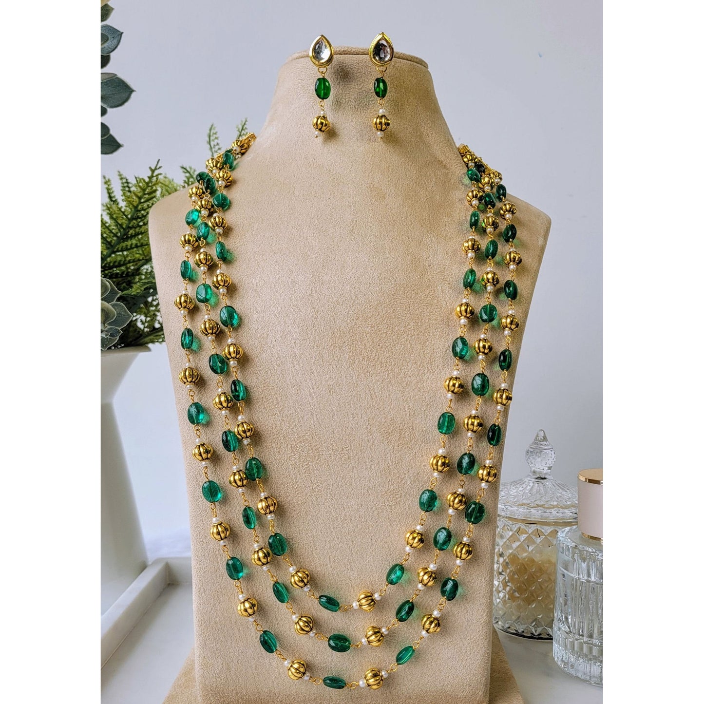 GREEN GAURAVI NECKLACE SET
