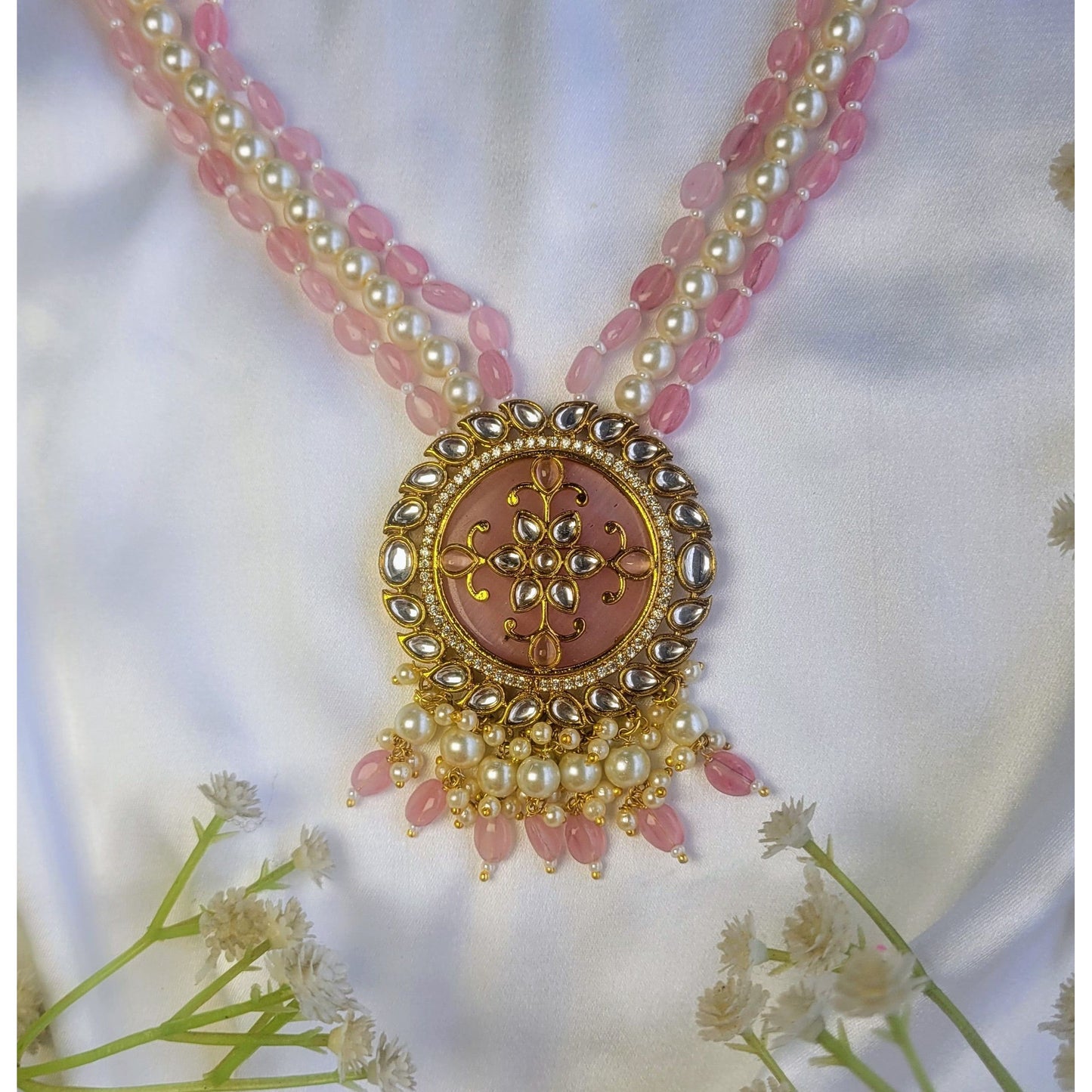 PINK SHARVARI NECKLACE SET