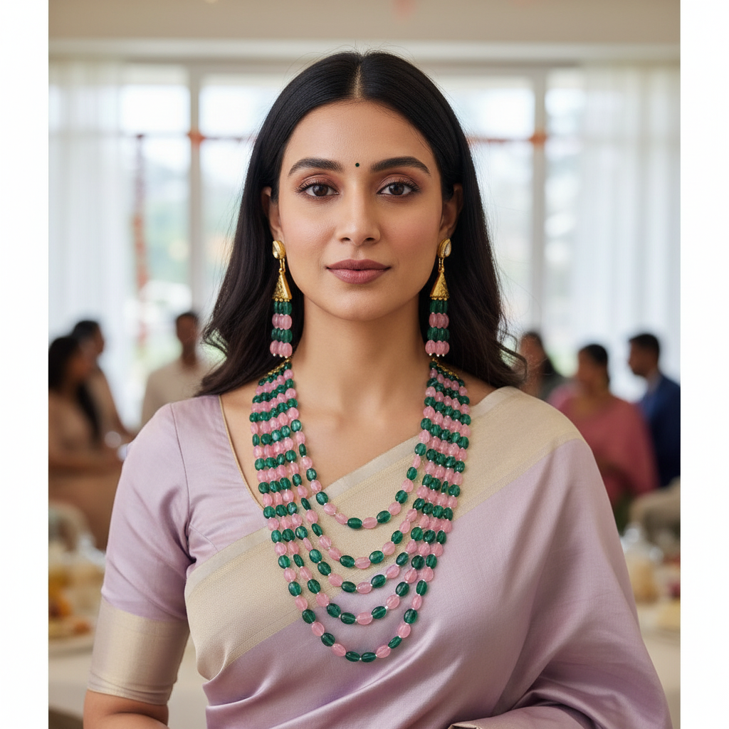 GREEN PINK ANAGHA NECKLACE