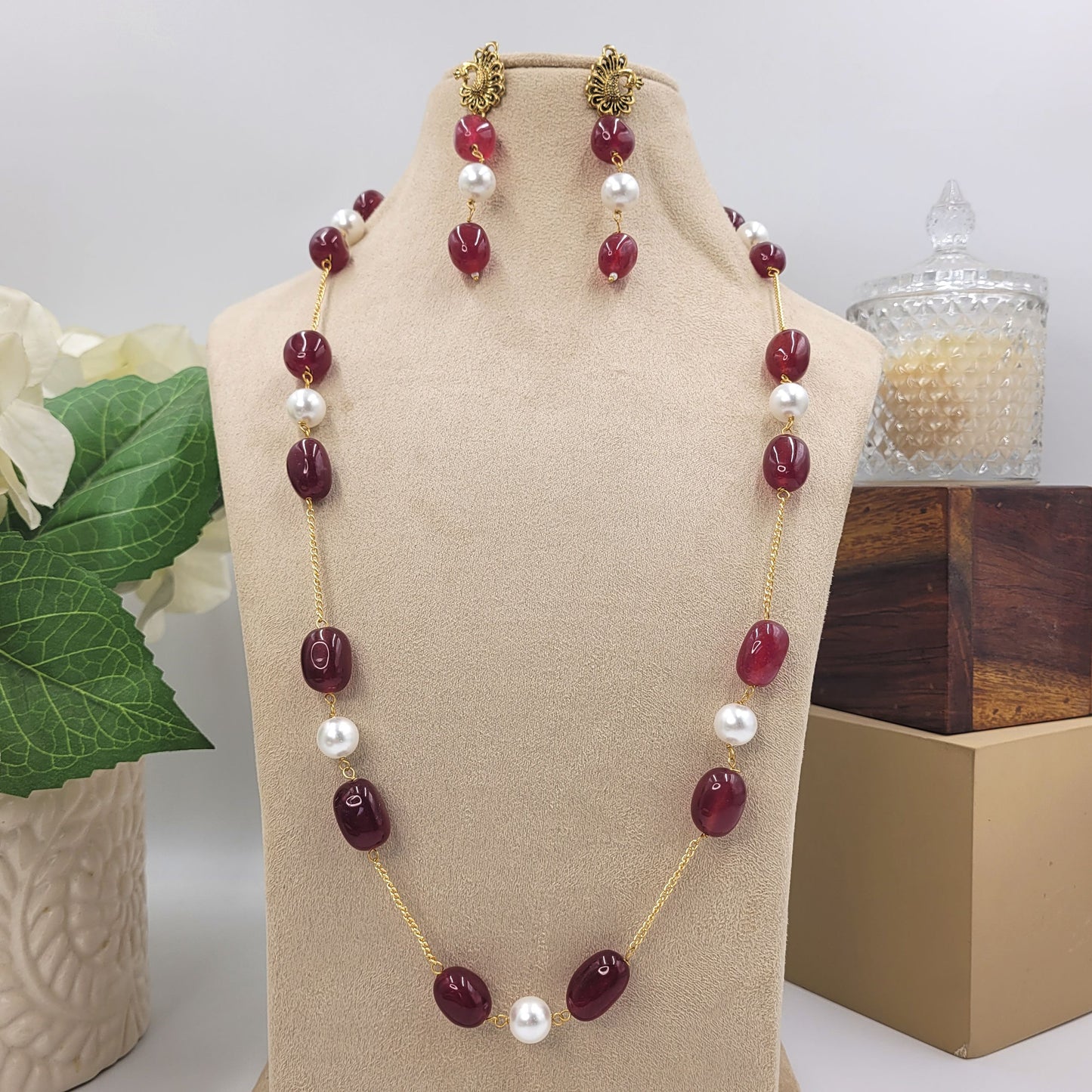 MAROON SADHAVI NECKLACE SET