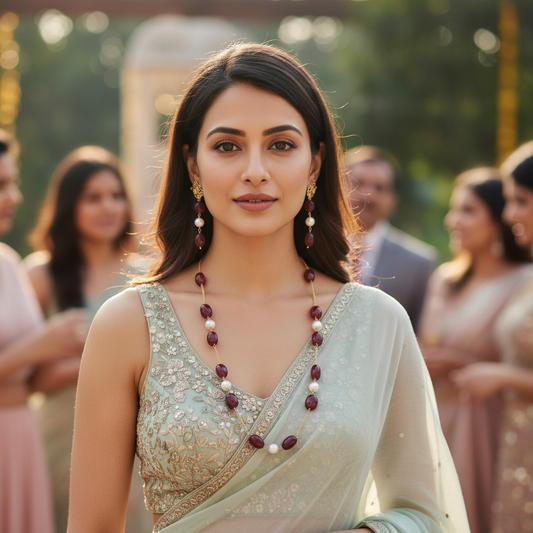 MAROON SADHAVI NECKLACE SET