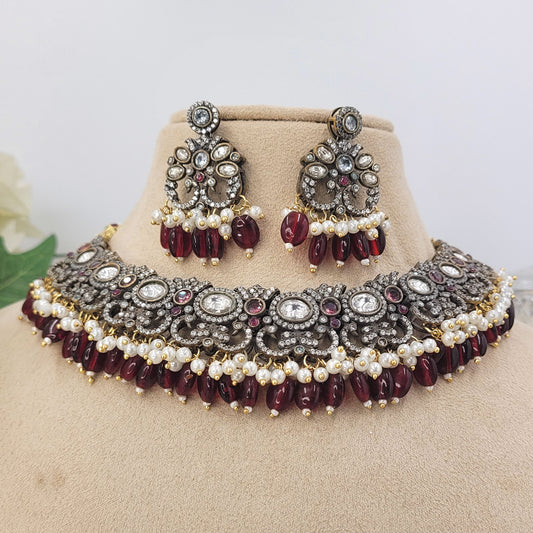MAROON NAVITA NECKLACE SET
