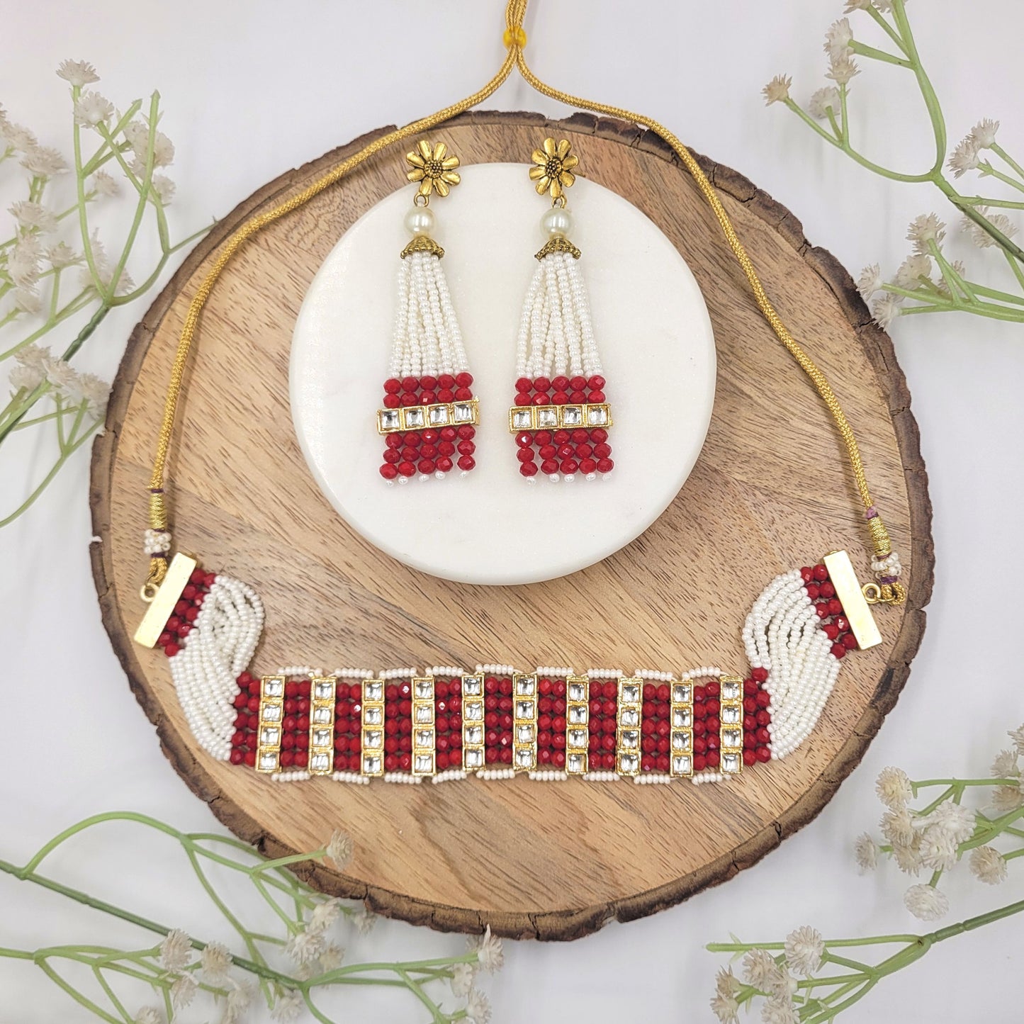 RED VARTIKA CHOKER SET