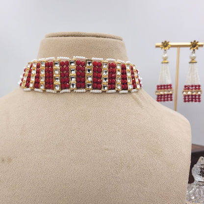 RED VARTIKA CHOKER SET