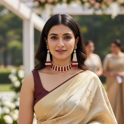 RED VARTIKA CHOKER SET