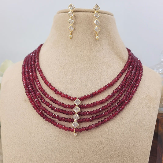 MAROON AKRITI NECKLACE SET