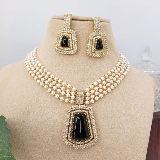 BLACK ALPANA NECKLACE SET