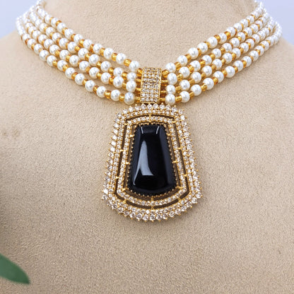 BLACK ALPANA NECKLACE SET