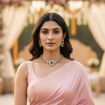 PINK GREEN SUVARNA NECKLACE SET