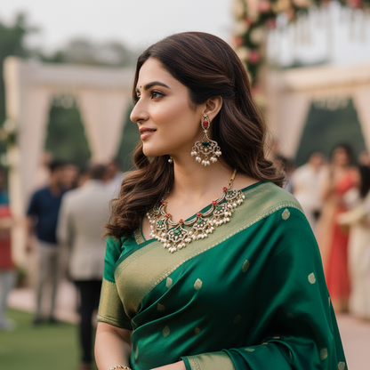 GREEN ORANGE LAKSHMI NECKLACE SET