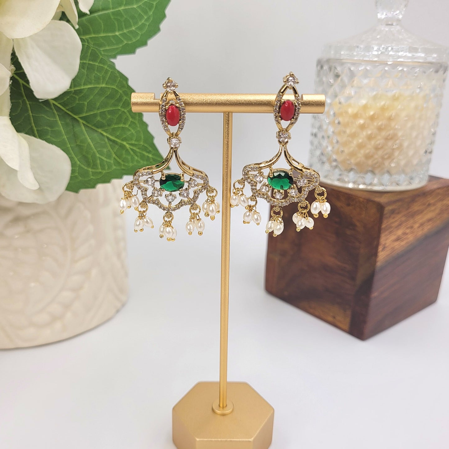 GREEN ORANGE LAKSHMI NECKLACE SET