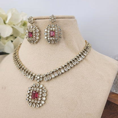PINK  TITHI NECKLACE SET