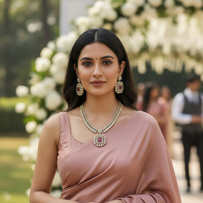 PINK  TITHI NECKLACE SET