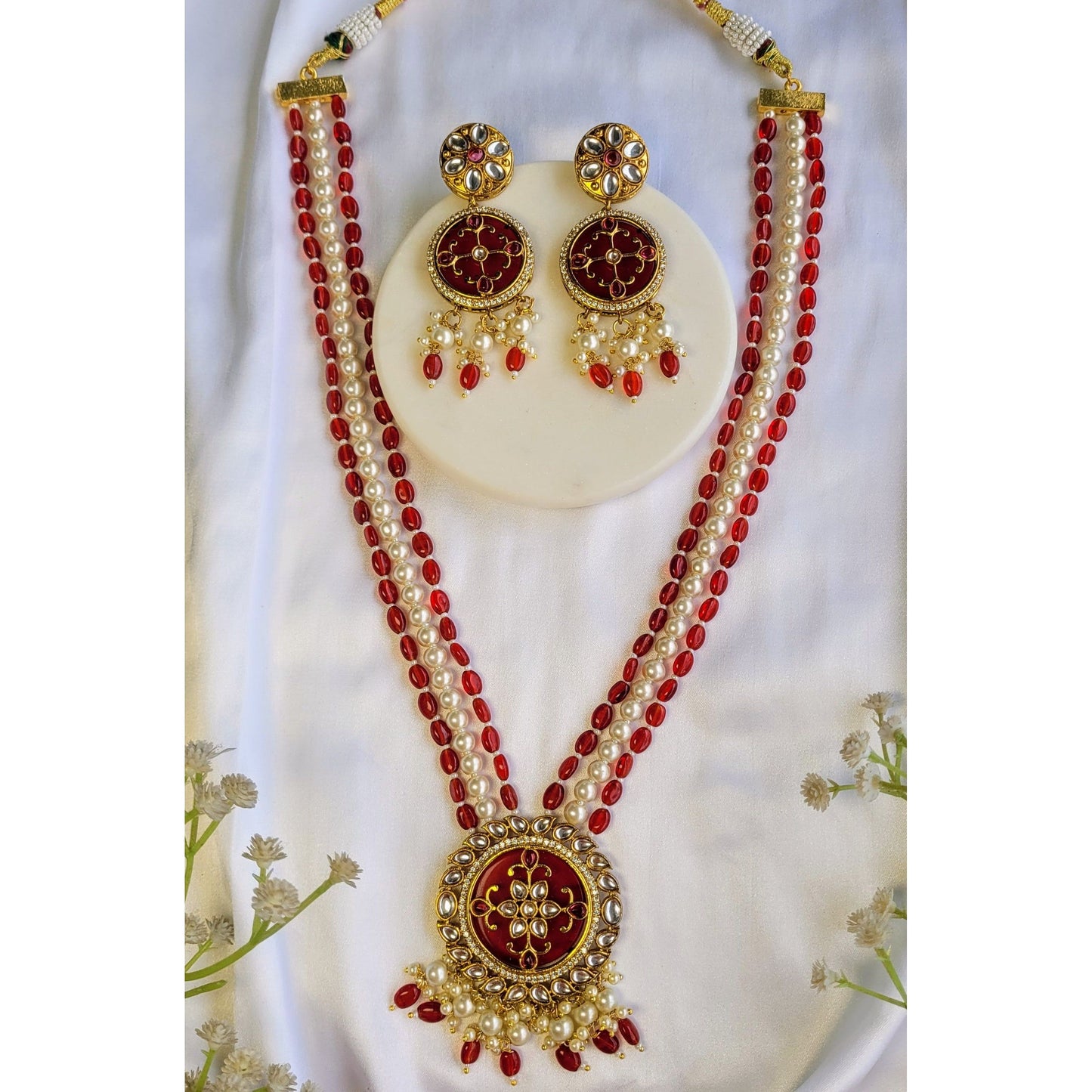 RED RANGOLI NECKLACE SET
