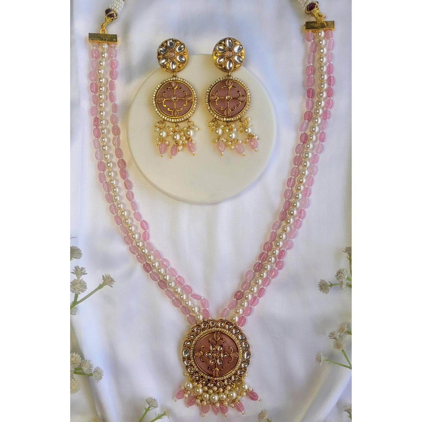 PINK SHARVARI NECKLACE SET
