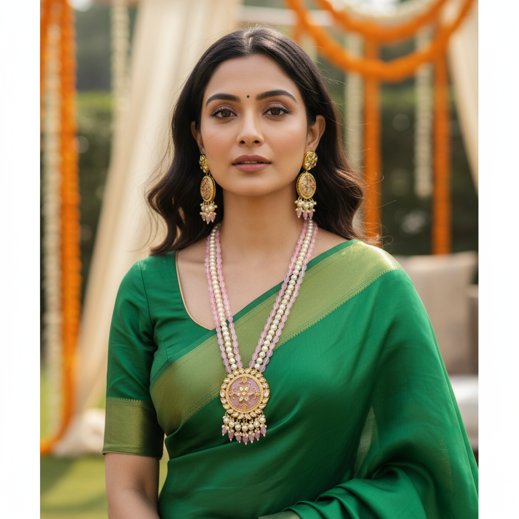 PINK SHARVARI NECKLACE SET