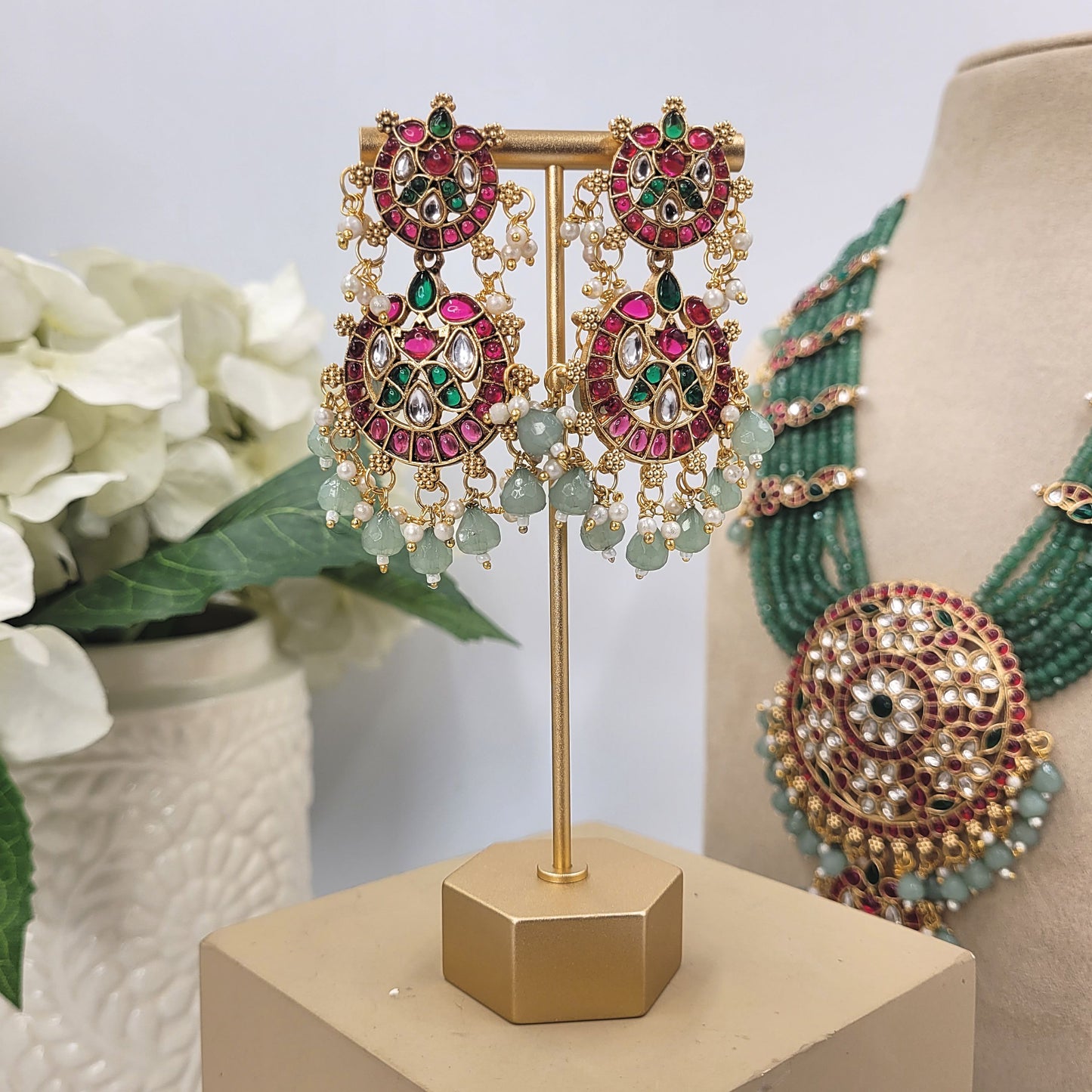 GREEN ABHASA NECKLACE SET